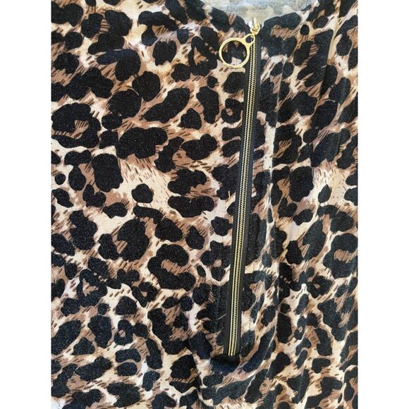 LASCANA Leopard Print Swimsuit Cover, 3/4 Sleeve, Gold Zip, S, Pre-Owned - Picture 4 of 9